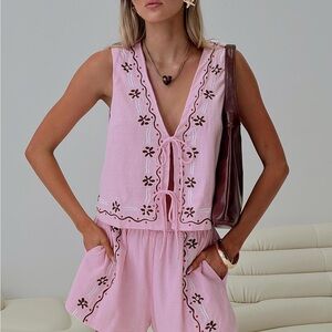 Princess Polly Pink Floral Embroidered Set